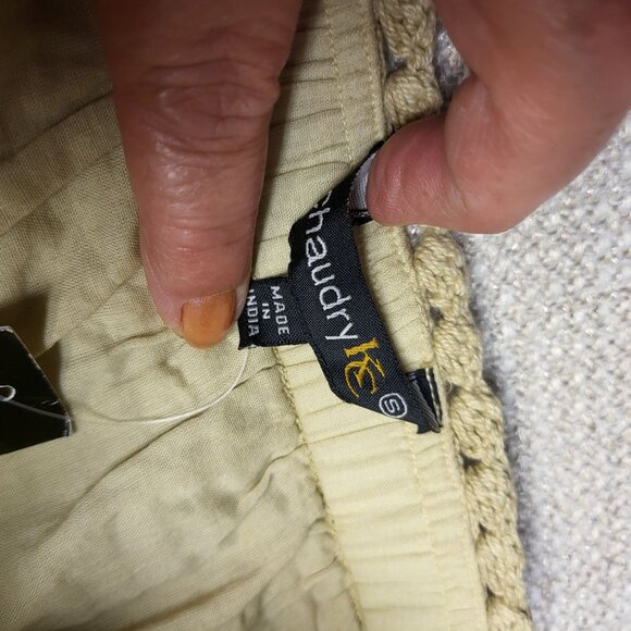 Chaudry KC Womens Bohemian Maxi Skirt Beige Cotton Blend Crochet Waist Size S - Picture 12 of 15